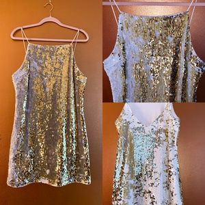 FOREVER 21 Gold Silver Sequin Sleeveless Dress